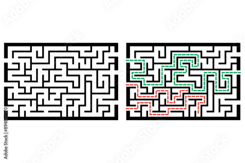 Illustration with labyrinth, maze conundrum for kids. Baby puzzle with entry and exit. Children puzzle game.