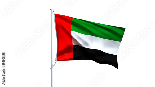 Waving flag of united arab emirates isolated on transparent background.