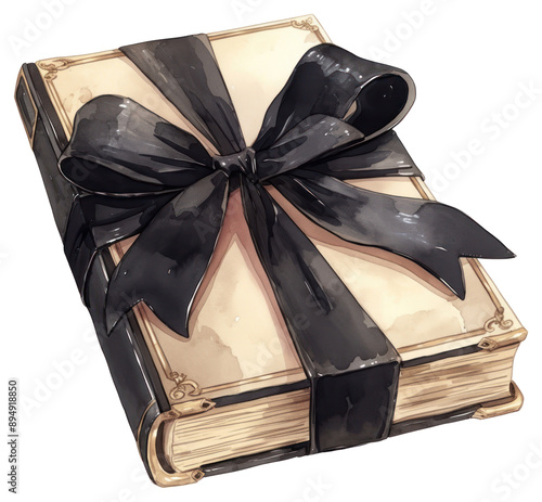 PNG Vintage book with black ribbon.