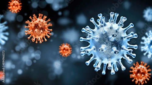 Close-Up View of a Blue Coronavirus