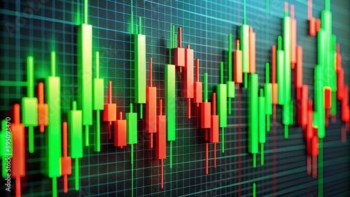 Fluctuating Stock Market Candlestick Chart, stock market, financial, trading, investment