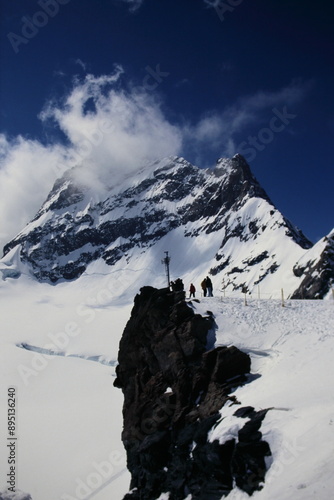 Tourist visit Swiss Alps Jungfraujoch in Switzerland