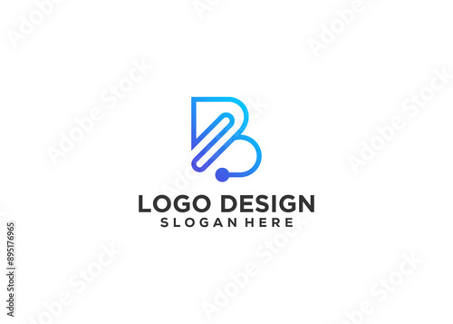 Letter b technology logo icon design template