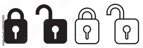 Padlock lock unlock icon. lock sign