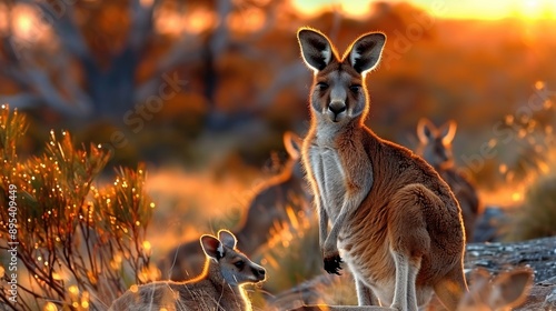 Kangaroos in the outback, Australian wilderness.