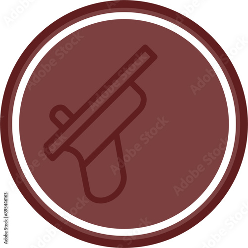 Pistol Vector Line Double Circle Maroon