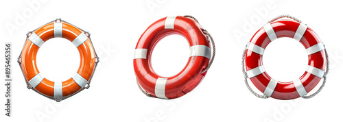 Collection of lifebuoy isolated on transparent background. Generated Ai