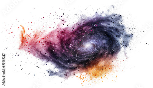 Colorful spiral galaxy, cut out