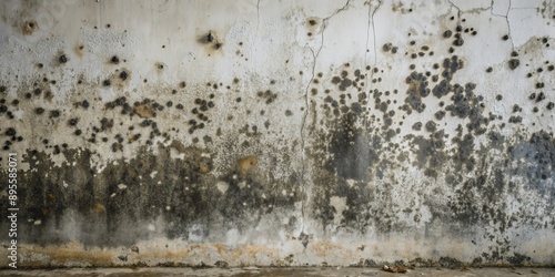 Cement wall covered in black mold spots, cement, wall, mold, black, spots, background, texture, dirty, grunge