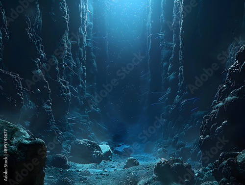 Deep sea trench background illustration