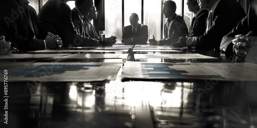 Resilient Response: Government officials meeting around a conference table, papers and charts on display.