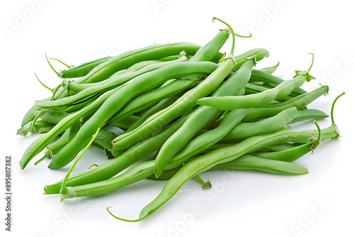 Whole Green beans on a white background