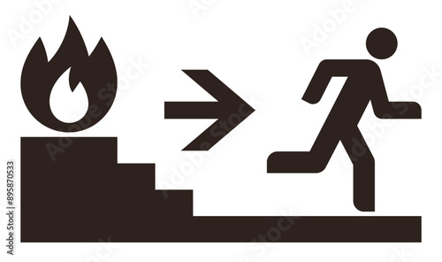 Emergency exit. Safety symbol. Escape help evacuation icon