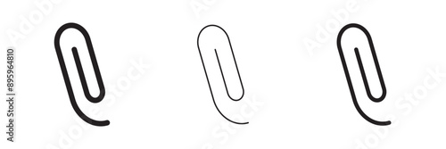 black isolated icon of paper clip icon on a white background 