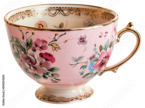 PNG Elegant floral porcelain teacup