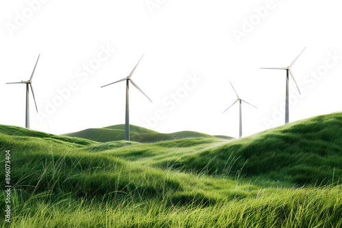 PNG Wind turbines on grassy hills