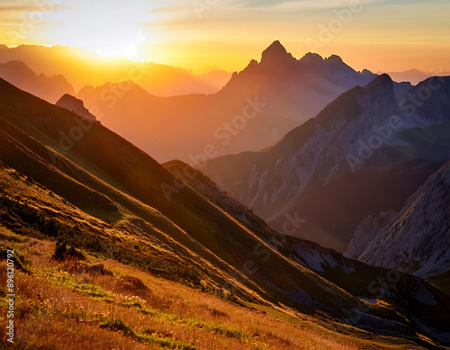  Mountain Landscape at Sunset- A stunning mountain landscape bathed in the warm golden light_1(207)