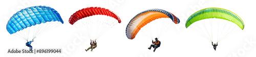 Parachuting skydiver png cut out element set