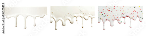 Melting milk border png cut out element set