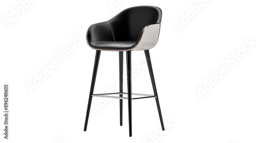 Stylish modern bar stool featuring a sleek design with a comfortable seat and sturdy legs, perfect for contemporary interiors, transparent background.