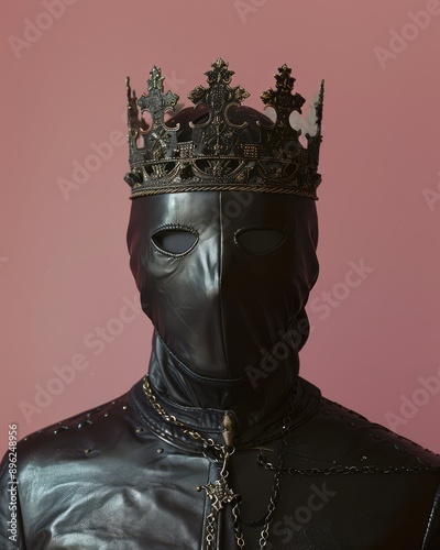 A man wearing a black mask and a crown