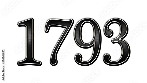 black metal 3d design of number 1793 on white background.