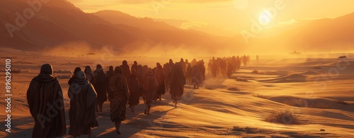 Exodus of the bible, Moses crossing the desert with the Israelites,