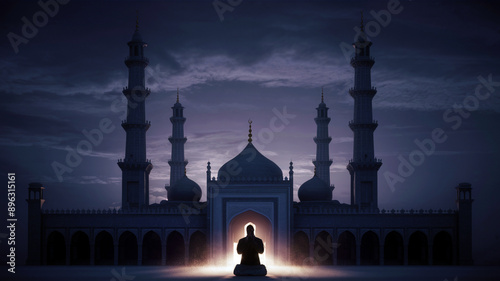 mosque at sunset |A man Performing a Prayer and beautiful scene of mosque at sunset