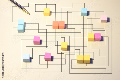 complex messy management or organization, chaotic decision tree, complicated business process