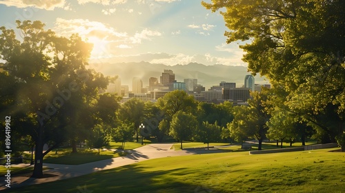 View of Memory Grove Park with Downtown Salt Lake City in the background : Generative AI