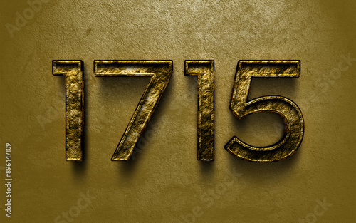 3D dark golden number design of 1715 on cracked golden background.