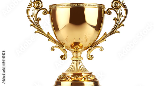 gold trophy cup for winners isolated on transparent 