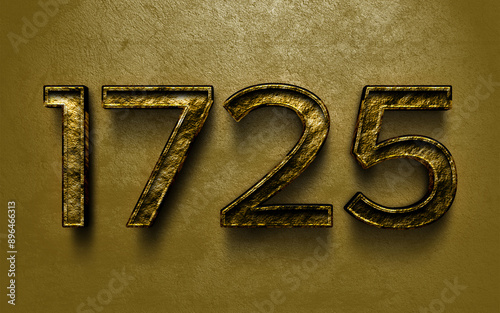 3D dark golden number design of 1725 on cracked golden background.