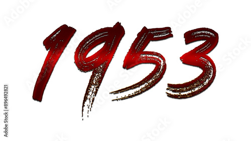 3D blood red number design of 1953 on white background.