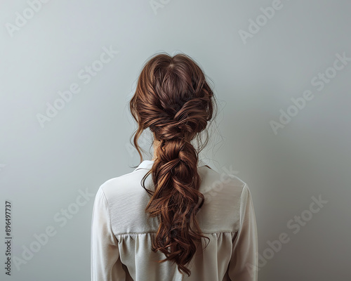 A beautiful blonde woman with long hair and elegant hairstyle