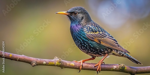 Close-up of a european starling perched on a branch, european starling, bird, wildlife, close-up, feathers, perched, branch