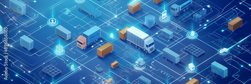 Global logistics network connecting trucks and cargo containers using artificial intelligence