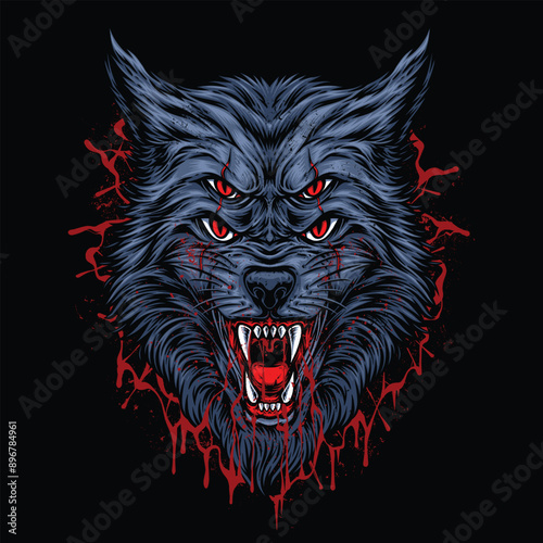 anger demon wolf head vector