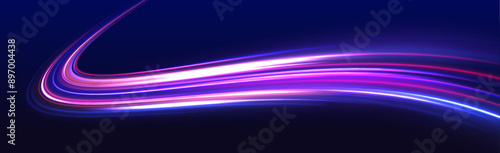 Long exposure of motorways as speed. Creative vector illustration of flying cosmic meteor, planetoid, comet, fireball isolated on transparent background. 