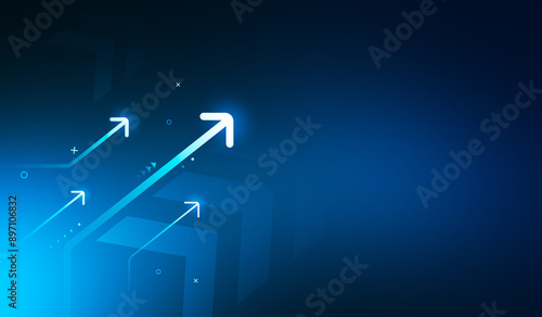 Growth up arrow sign business success graphic design on illustration concept web banner background of abstract direction icon symbol market trend or increase money forward target startup presentation.