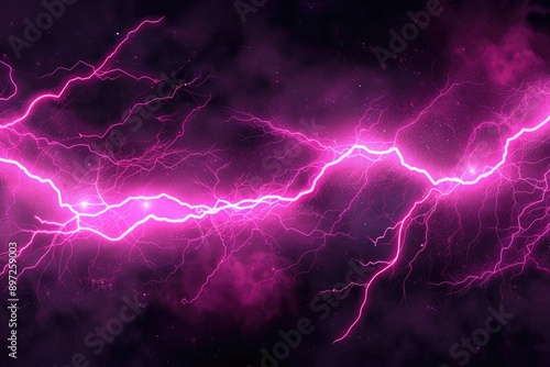 A bright pink lightning bolt illuminates the dark sky, perfect for use in designs related to energy, power, or creativity