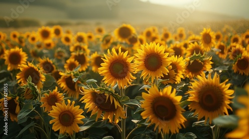 sunflower harvest, tall sunflowers in the golden fields await harvesting their ripe seeds promise a bountiful autumn harvest