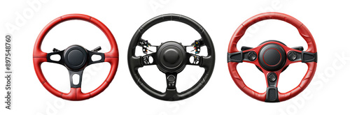 Racing Steering Wheels Isolated on Transparent Background