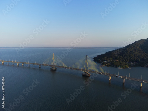 Anita Garibaldi Bridge in Laguna Santa Catarina Brazil. Bridge over the Imarui lagoon, highway 101.