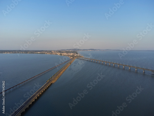 Anita Garibaldi Bridge in Laguna Santa Catarina Brazil. Bridge over the Imarui lagoon, highway 101.