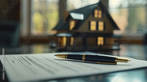 A close-up image of a real estate contract with a pen