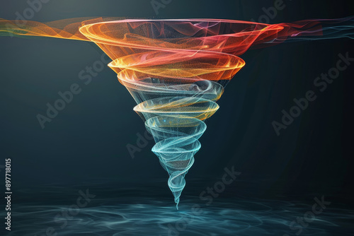 Abstract colorful funnel on a dark background.