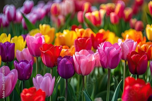 field of tulips in a kaleidoscope of colors