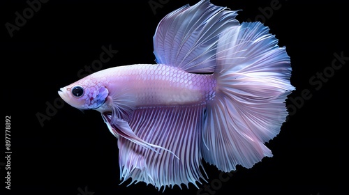 betta fish with flowing tail swims in the underwater world