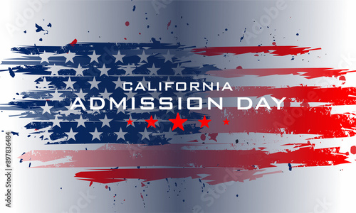 California Admission Day stylish text with usa flag design